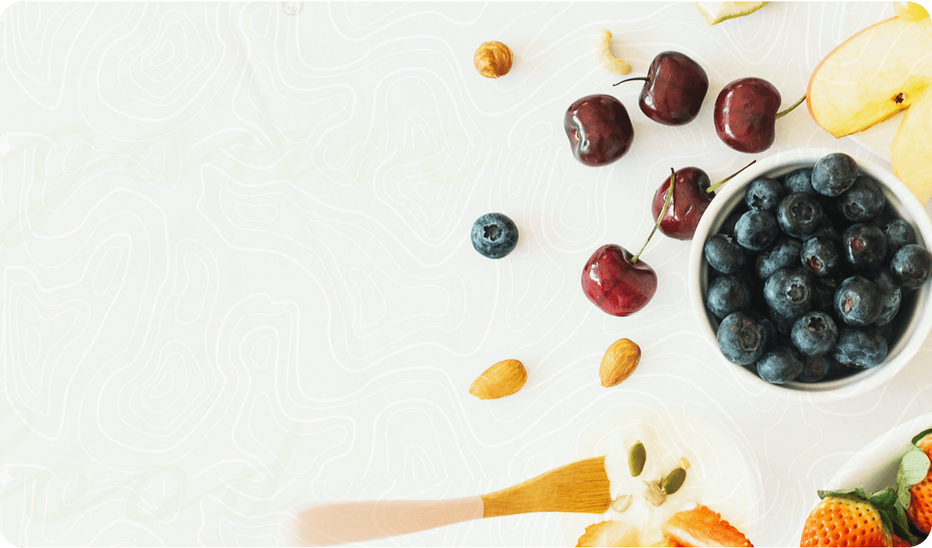 Organic products background with green hues